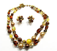 Vendome 1960s Vintage Shades of Autumn Necklace and Earrings Set - Front - Thumbnail