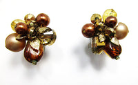 Vendome 1960s Vintage Shades of Autumn Necklace and Earrings Set - Earrings - Thumbnail