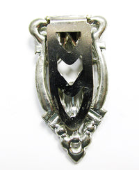 Vintage 1930s Costume Jewelry Aquamarine Diamante Art Deco Dress Clip - Back - Thumbnail