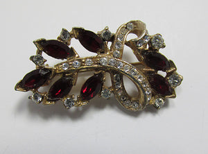 Vintage 1940s Unique Dainty Ruby Red Floral Spray Pin