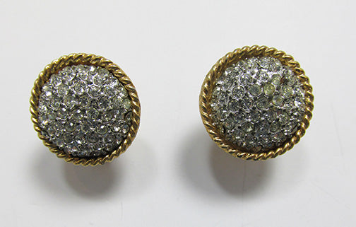 Marvella Vintage Elegant Pave Set Rhinestone Button Earrings