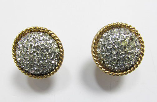 Marvella Vintage Elegant Pave Set Rhinestone Button Earrings