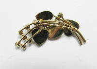 Carl Art Vintage Retro 1940s14Kt Gold and Cultured Pearl Floral Spray Pin - Thumbnail