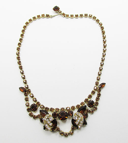 Vintage Mid Century 1950s Spectacular Topaz Rhinestone Necklace