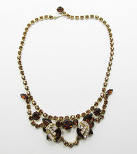Vintage Mid Century 1950s Spectacular Topaz Rhinestone Necklace - Thumbnail