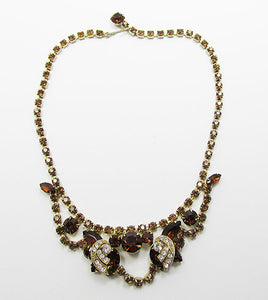 Vintage Mid Century 1950s Spectacular Topaz Rhinestone Necklace