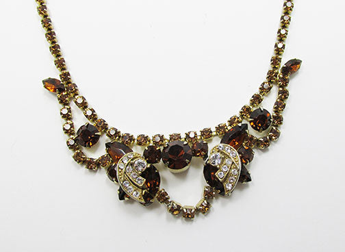 Vintage Mid Century 1950s Spectacular Topaz Rhinestone Necklace