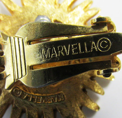 Marvella Vintage 1950s Eye-Catching Enameled Daisy Floral Button Earrings