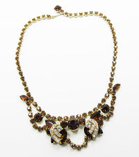 Vintage Mid Century 1950s Spectacular Topaz Rhinestone Necklace - Thumbnail