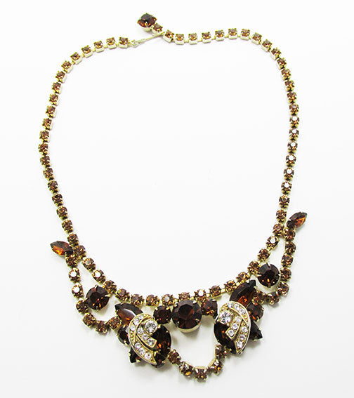 Vintage Mid Century 1950s Spectacular Topaz Rhinestone Necklace
