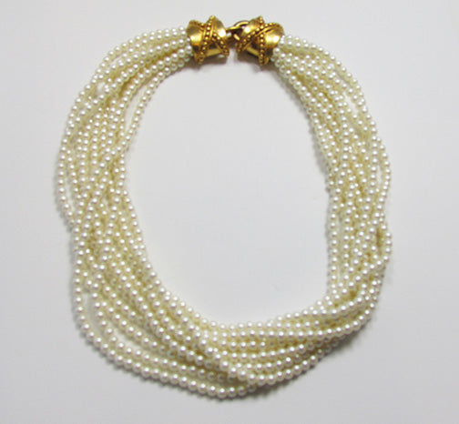 Carolee Vintage Retro Elegant Contemporary Ten Strand Pearl Necklace