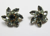 Weiss Vintage 1950s Spectacular Black Diamond Floral Earrings - Thumbnail