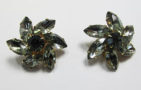 Weiss Vintage 1950s Spectacular Black Diamond Floral Earrings - Thumbnail