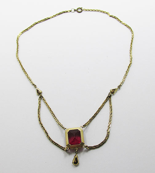 Vintage Mid Century 1950s Stunning Ruby Festoon Necklace