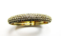 Vintage 1980s Costume Jewelry Minimalist Clear Diamante Cuff Bracelet - Front - Thumbnail