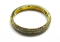 Vintage 1980s Costume Jewelry Minimalist Clear Diamante Cuff Bracelet - Side and Inner Circumference - Thumbnail