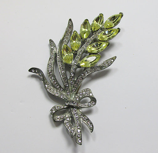 Vintage Beautiful 1930s Retro Book Piece Citrine Floral Bouquet Pin 