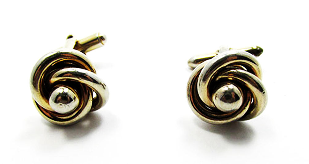 Vintage 1960s Men's Jewelry Handsome Gold Love Knot Cufflinks - Front