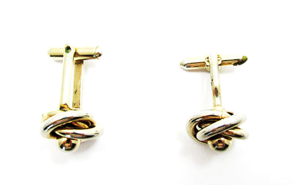 Vintage 1960s Men's Jewelry Handsome Gold Love Knot Cufflinks - Side