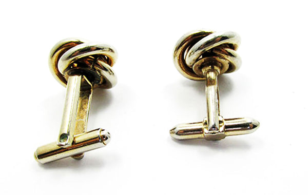 Vintage 1960s Men's Jewelry Handsome Gold Love Knot Cufflinks - Back