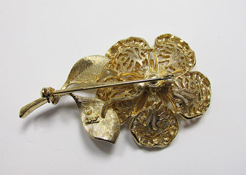 Coro Vintage Mid Century 1950s Outstanding Gold Filigree Floral Pin
