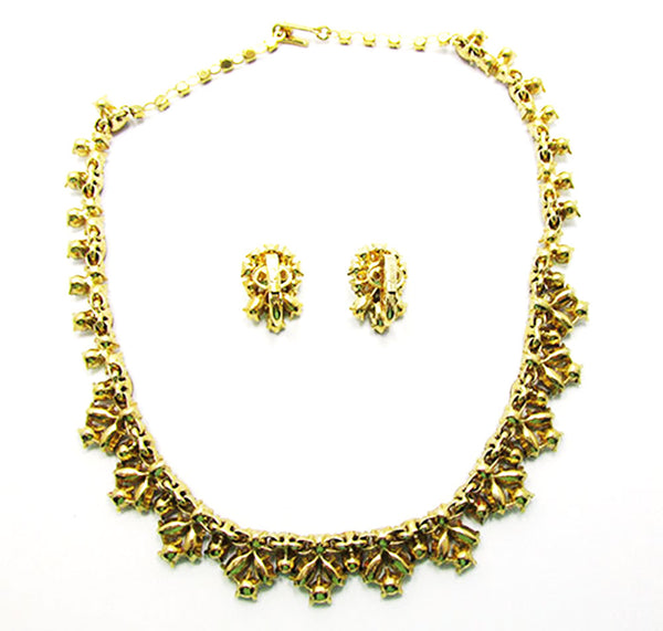 Crown Trifari 1950 Vintage Breathtaking Diamante Necklace and Earrings - Back