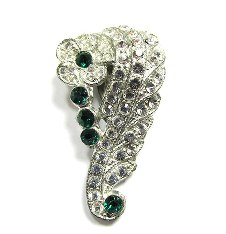 Vintage 1930s Jewelry Beautiful Floral Art Deco Diamante Dress Clip - Front