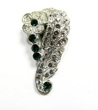 Vintage 1930s Jewelry Beautiful Floral Art Deco Diamante Dress Clip - Front - Thumbnail