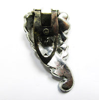 Vintage 1930s Jewelry Beautiful Floral Art Deco Diamante Dress Clip - Back - Thumbnail
