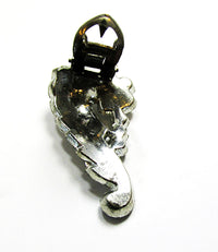 Vintage 1930s Jewelry Beautiful Floral Art Deco Diamante Dress Clip - Back - Thumbnail