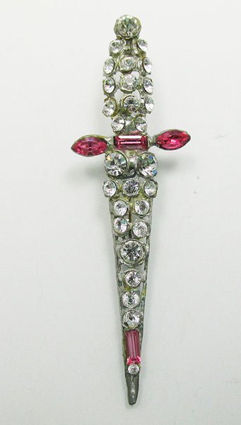 Vintage 1930s Eye-Catching Distinctive Rhinestone Sword Pin