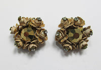 Vintage Mid Century 1950s Distinctive Enameled Floral Button Earrings - Thumbnail