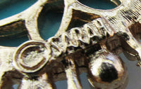 Sarah Coventry Vintage 1970s Lovely Turquoise and Pearl Drop Pin - Thumbnail