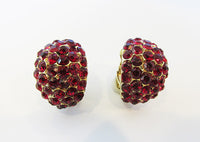 Vintage 1950s Spectacular Ruby Red Half Hoop Earrings - Thumbnail