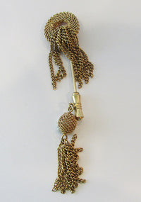 Emmons Vintage Retro Distinctive Tasseled Jabot Pin - Thumbnail