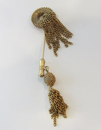 Emmons Vintage Retro Distinctive Tasseled Jabot Pin - Thumbnail
