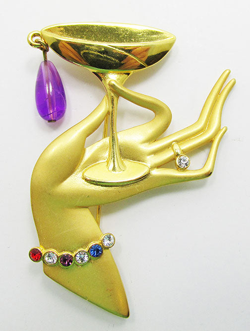 JJ Vintage Retro Distinctive Contemporary Style Martini Glass Pin