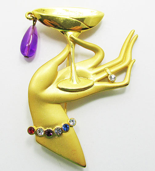 JJ Vintage Retro Distinctive Contemporary Style Martini Glass Pin