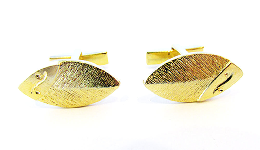 Vintage 1960s Men's Jewelry Contemporary Style Gold Cufflinks - Front