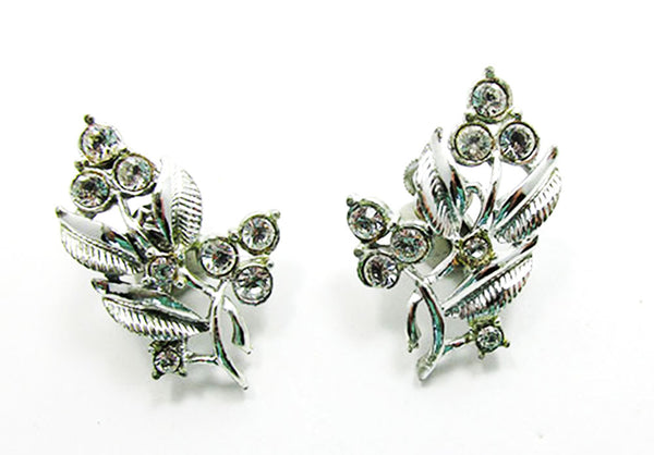Coro 1960s Vintage Jewelry Floral Diamante Necklace and Earrings Set - Earrings