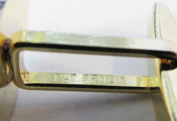 Vintage 1960s Men's Jewelry Contemporary Style Gold Cufflinks - Pat Pend Mark