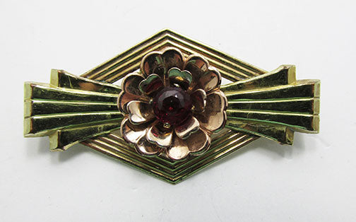 Harry Iskin Vintage 1940s Gorgeous Art Deco Style Gold Filled Pin