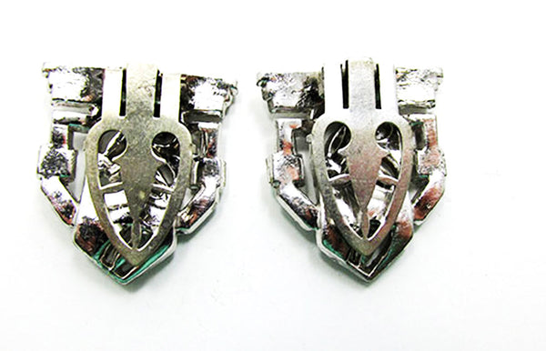 Vintage 1930s Jewelry Exceptional Art Deco Diamante Dress Clips - Back