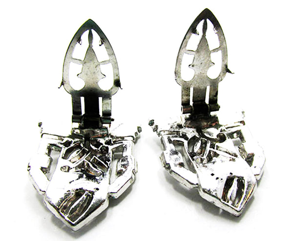 Vintage 1930s Jewelry Exceptional Art Deco Diamante Dress Clips - Back