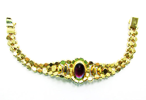 Vintage 1950s Jewelry Purple Aurora Borealis Diamante Bracelet - Back