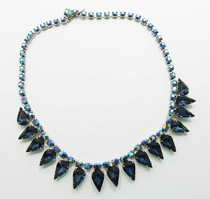 Vintage 1950s Superb Mid Century Sapphire Blue Choker Necklace
