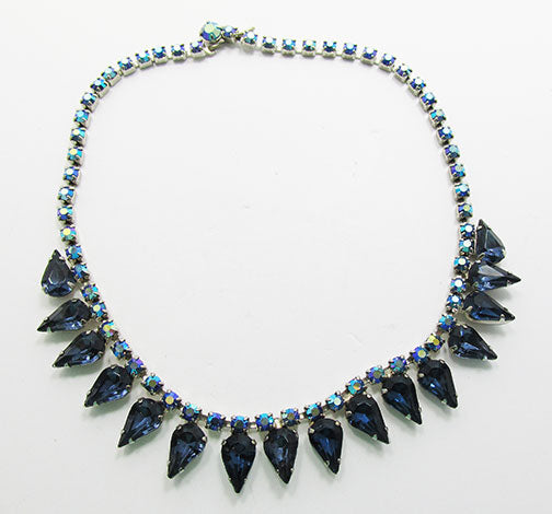 Vintage 1950s Superb Mid Century Sapphire Blue Choker Necklace