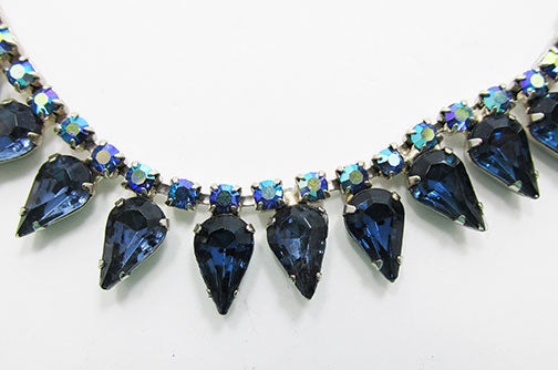 Vintage 1950s Superb Mid Century Sapphire Blue Choker Necklace
