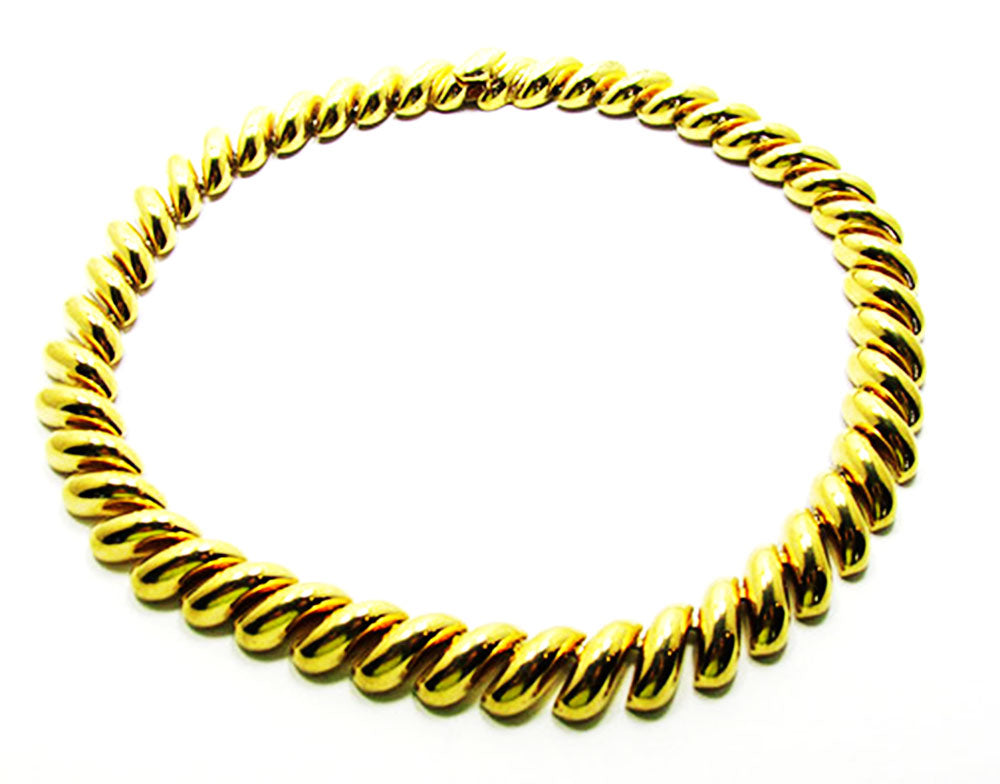 St. John 1960s Vintage Jewelry Contemporary Style Gold Link Necklace - Front