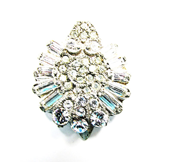 Vintage 1930s Eye-Catching Dainty Art Deco Clear Diamante Dress Clip - Front